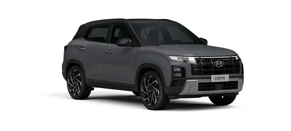 Hyundai Creta em fundo de estúdio, vista dianteira em três quartos