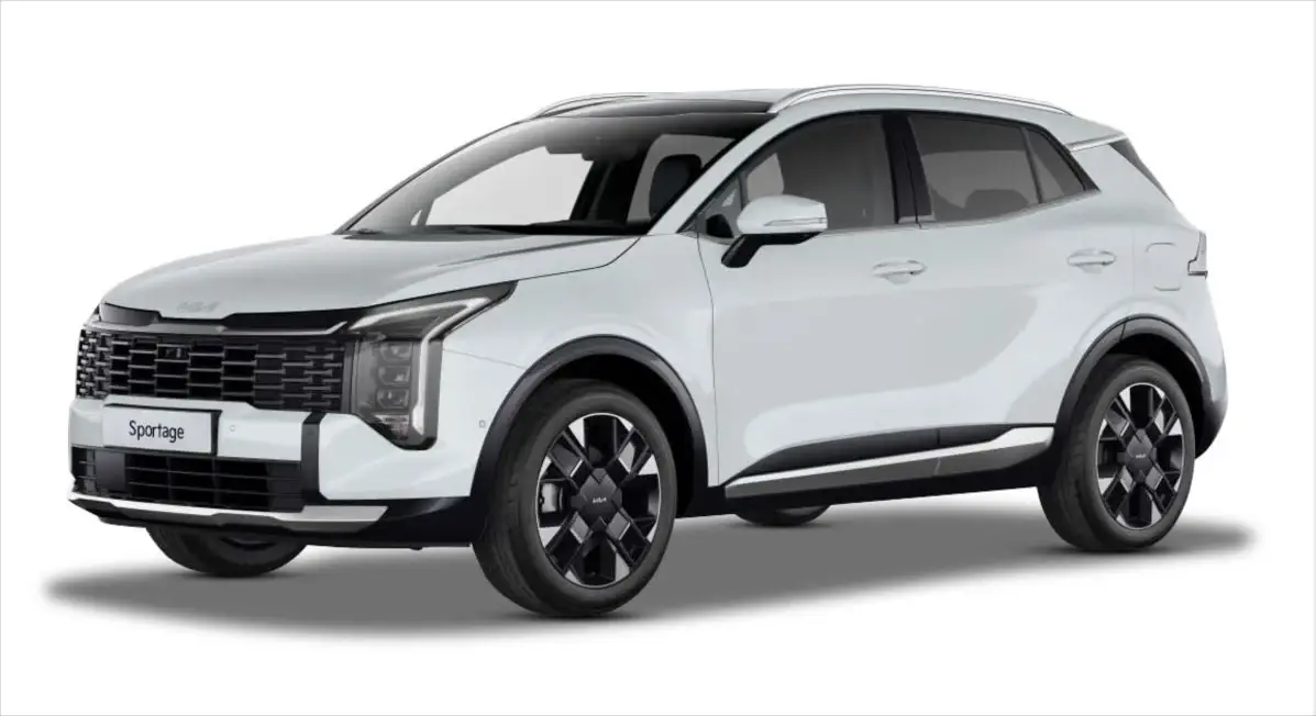 Kia Sportage em fundo de estúdio, vista dianteira em três quartos