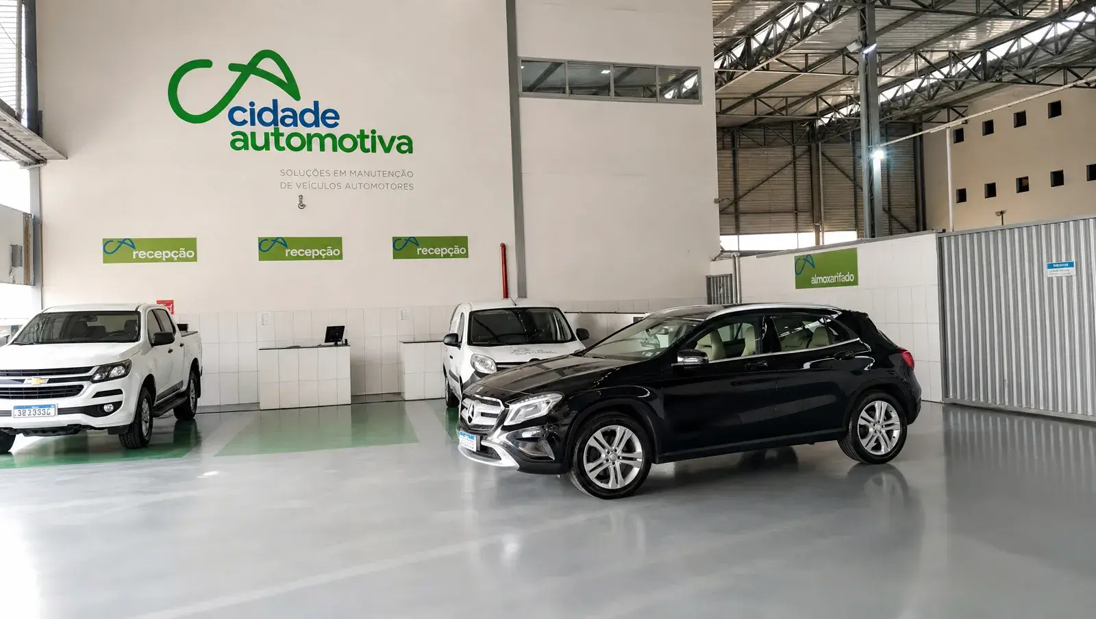 Recepção da Cidade Automotiva, oficina que atende Porsche em Vespasiano