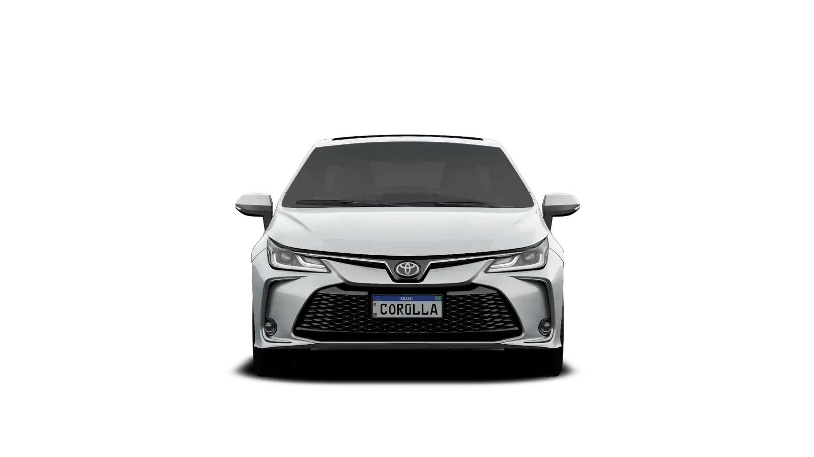 Toyota Corolla em fundo de estúdio, vista dianteira em três quartos